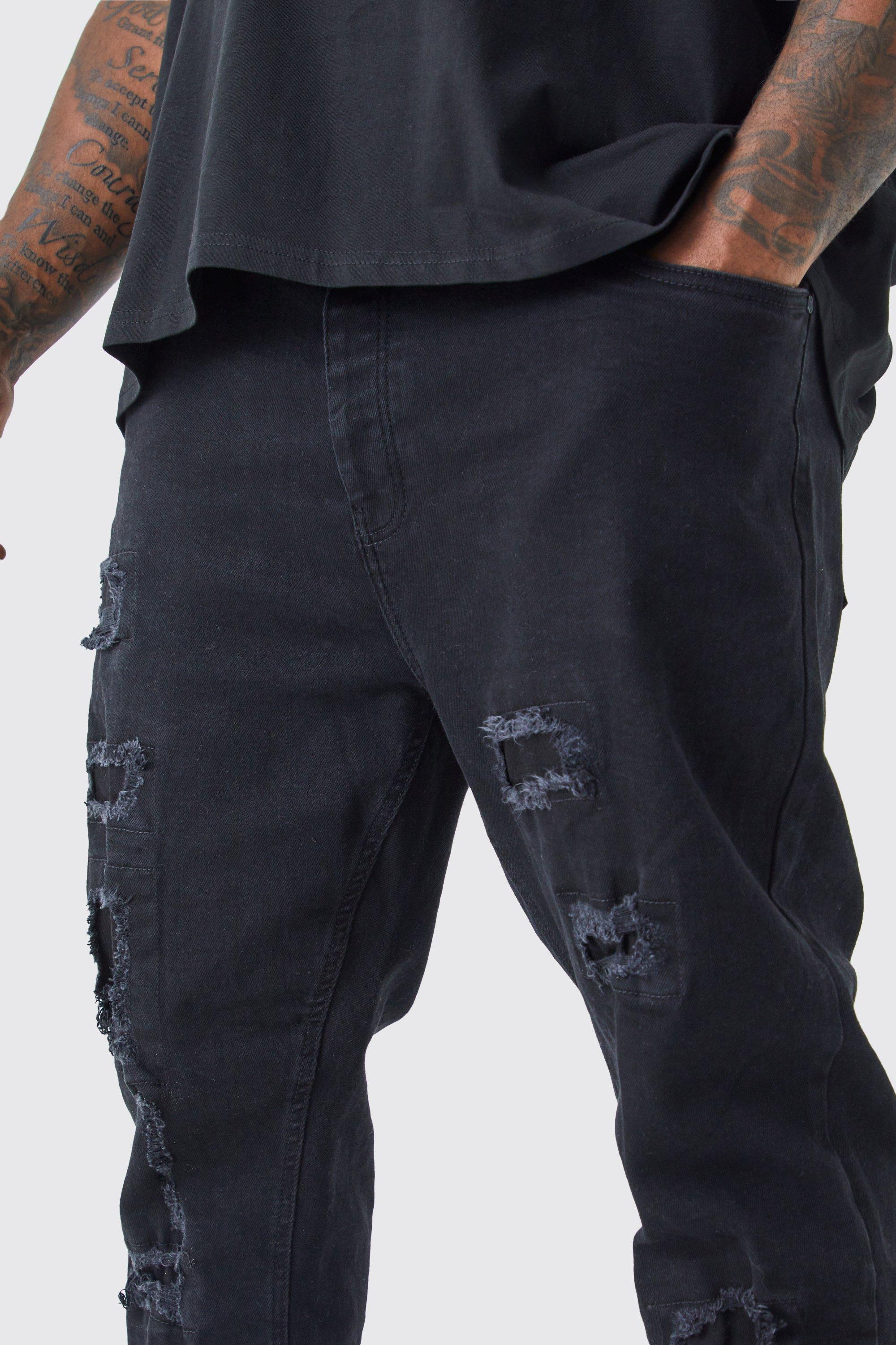 Mens blacked ripped store jeans